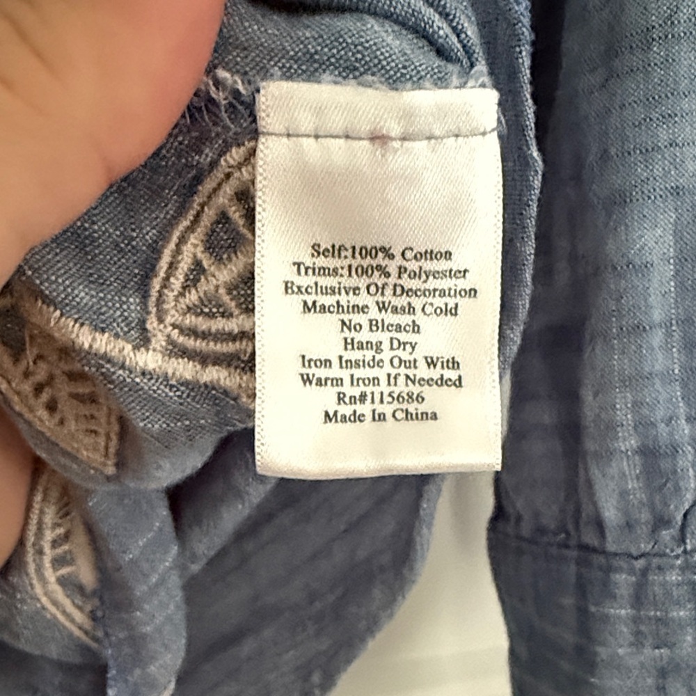 Johnny Was Denim Blue Embroidered Shirt - Picture 8 of 8